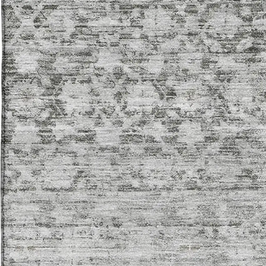 Gray And Silver Striped Washable Area Rug With UV Protection Photo 2