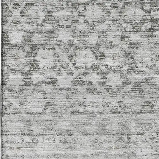 Gray And Silver Striped Washable Area Rug With UV Protection Photo 2