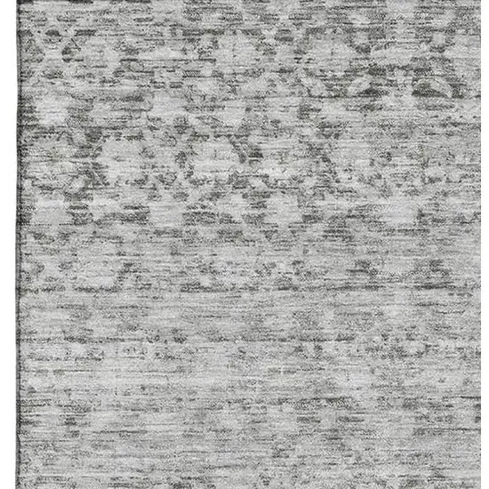 Gray And Silver Striped Washable Area Rug With UV Protection Photo 3