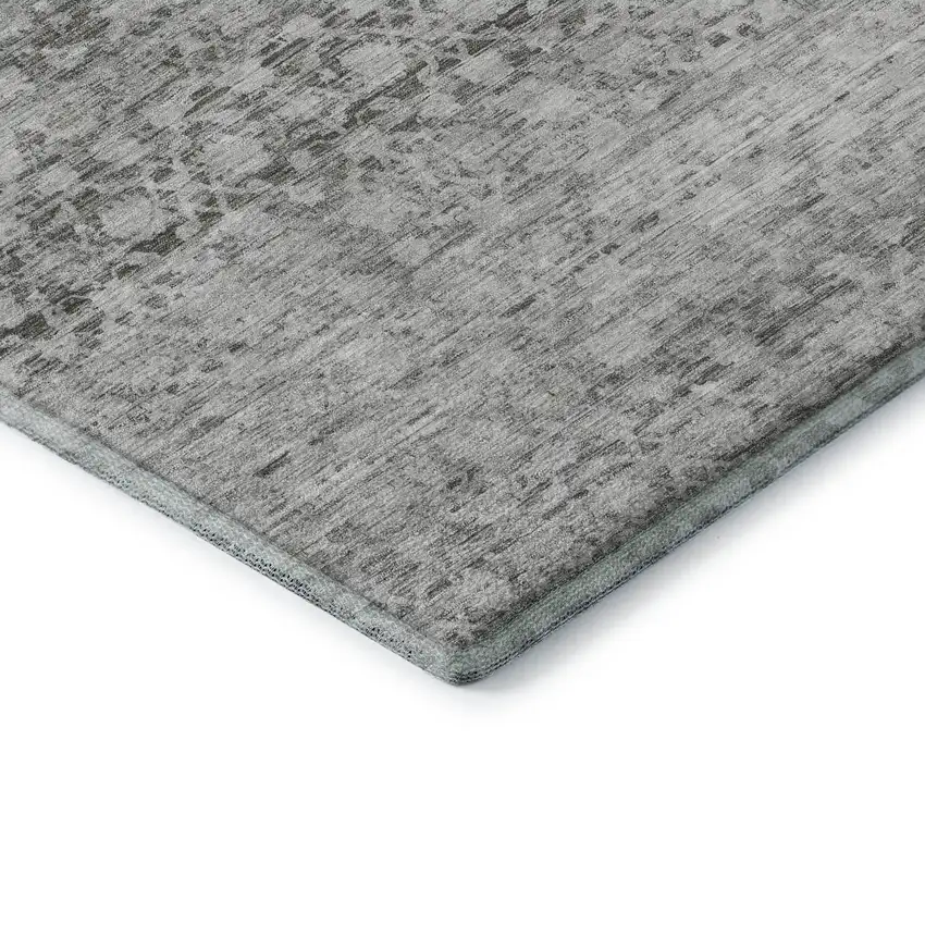 Gray And Silver Striped Washable Area Rug With UV Protection Photo 7