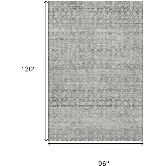 Gray And Silver Striped Washable Area Rug With UV Protection Photo 9