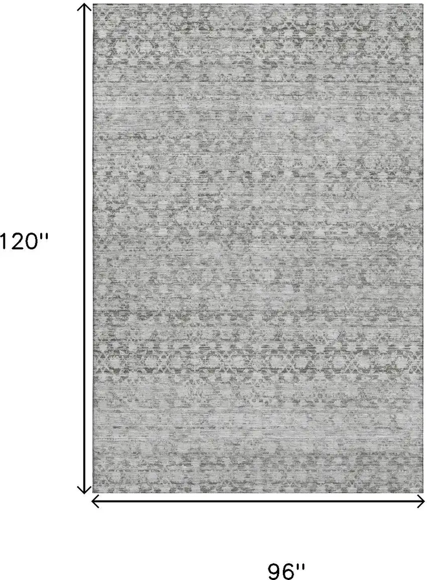 Gray And Silver Striped Washable Area Rug With UV Protection Photo 9