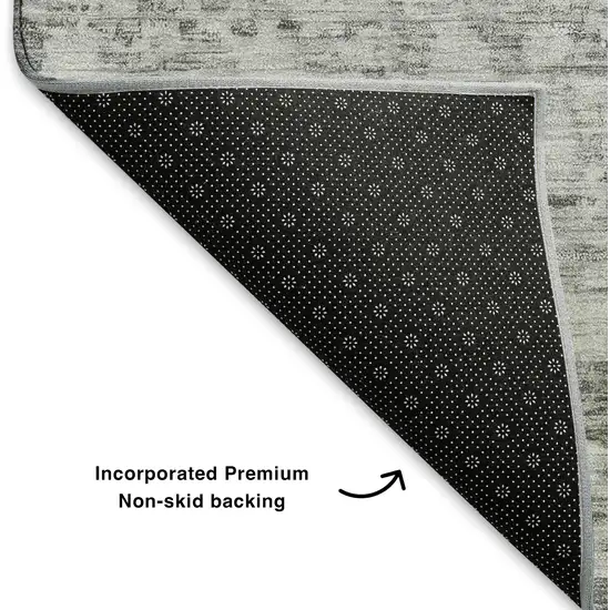 Gray And Silver Striped Washable Area Rug With UV Protection Photo 6