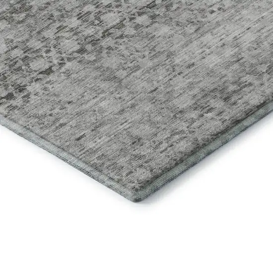 Gray And Silver Striped Washable Area Rug With UV Protection Photo 7