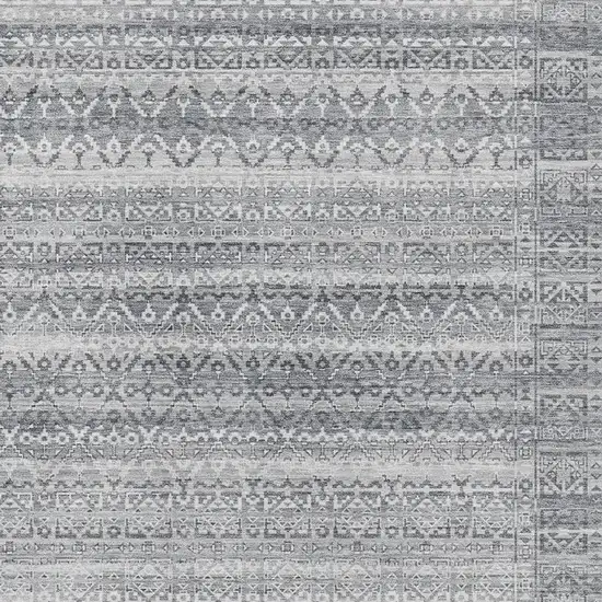 Gray And Silver Striped Washable Area Rug With UV Protection Photo 3