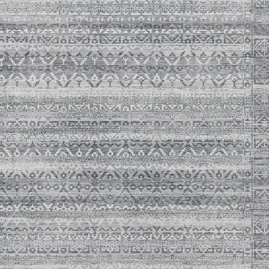 Gray And Silver Striped Washable Area Rug With UV Protection Photo 3