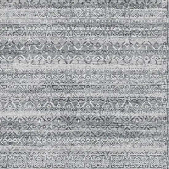 Gray And Silver Striped Washable Area Rug With UV Protection Photo 3