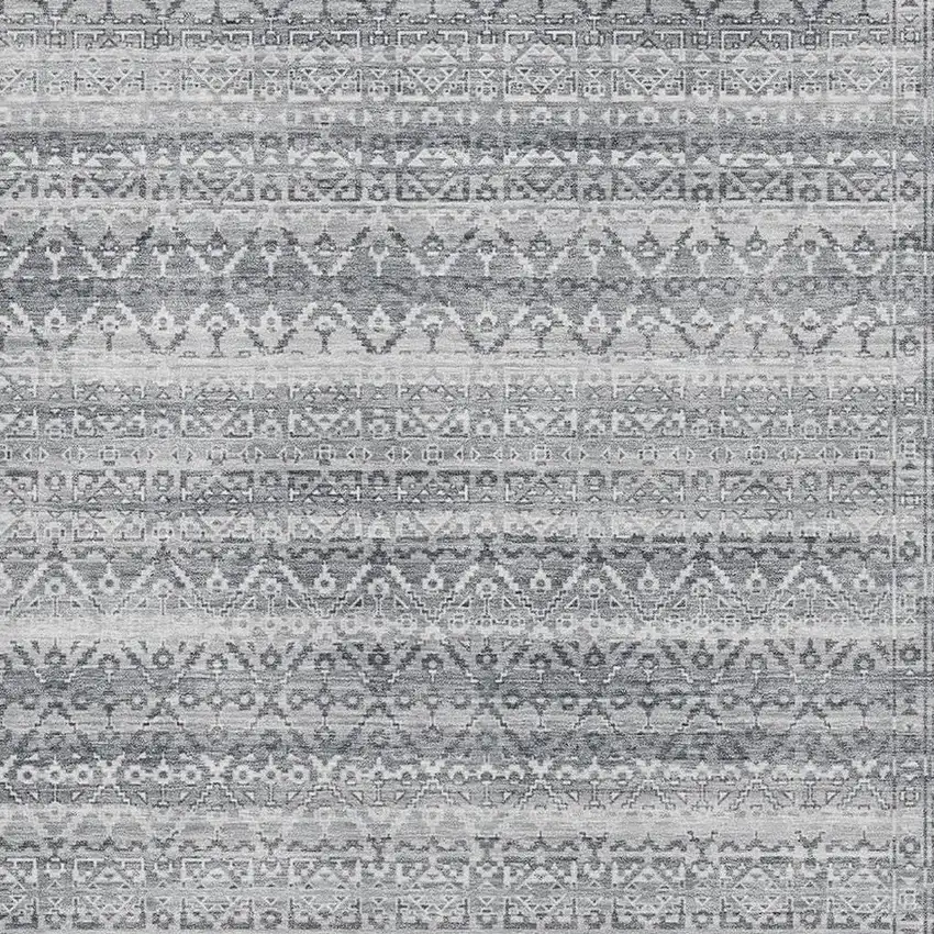 Gray And Silver Striped Washable Area Rug With UV Protection Photo 3