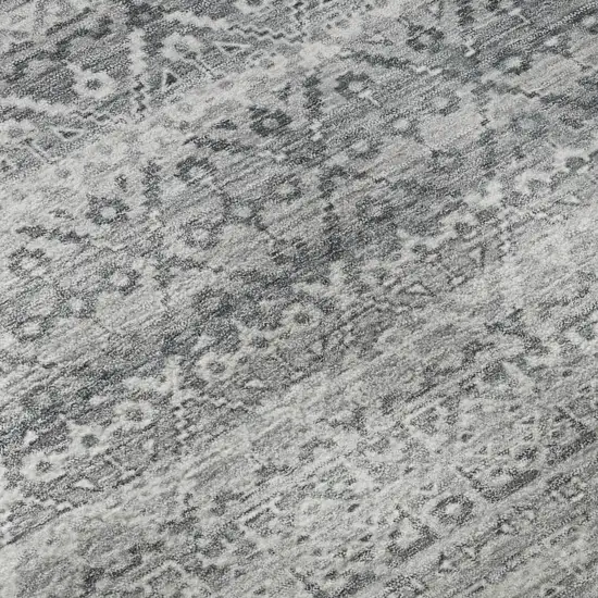 Gray And Silver Striped Washable Area Rug With UV Protection Photo 8