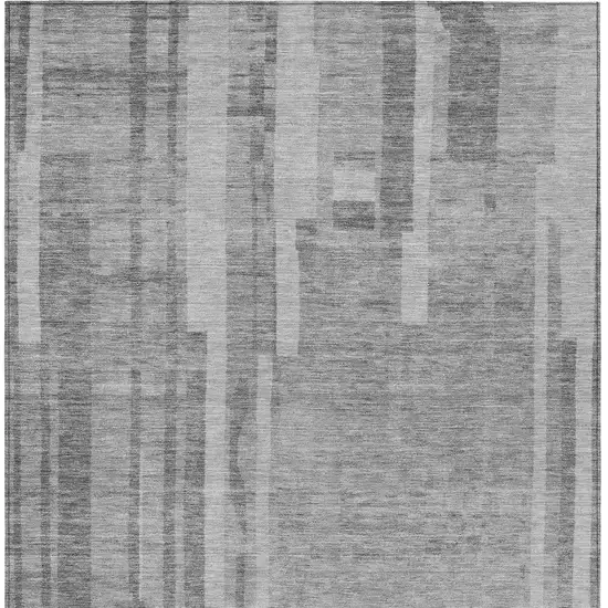 Gray And Silver Striped Washable Indoor Outdoor Area Rug Photo 5