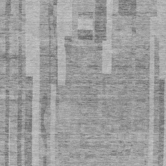 Gray And Silver Striped Washable Indoor Outdoor Area Rug Photo 5
