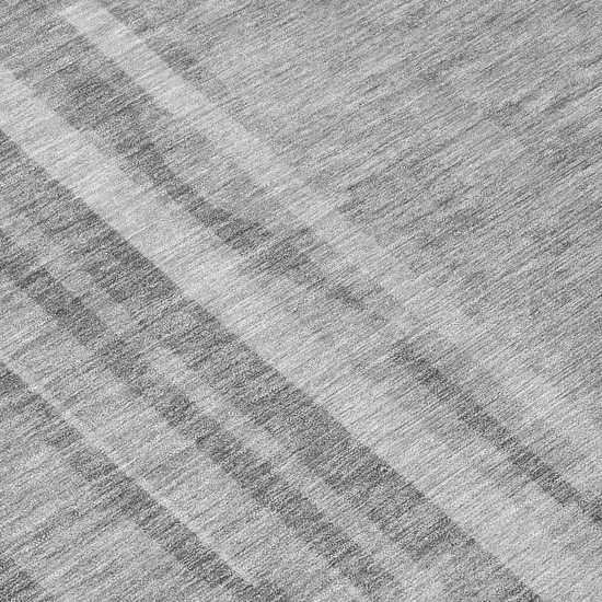Gray And Silver Striped Washable Indoor Outdoor Area Rug Photo 8