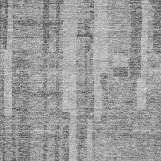 Gray And Silver Striped Washable Indoor Outdoor Area Rug Photo 5