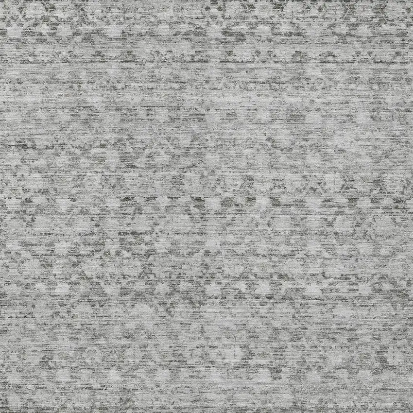 Gray And Silver Striped Washable Indoor Outdoor Area Rug Photo 9