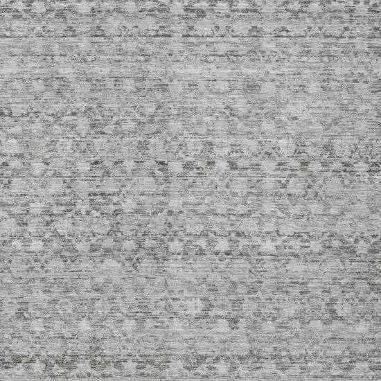 Gray And Silver Striped Washable Indoor Outdoor Area Rug Photo 9