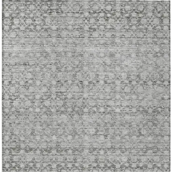 Gray And Silver Striped Washable Indoor Outdoor Area Rug Photo 6