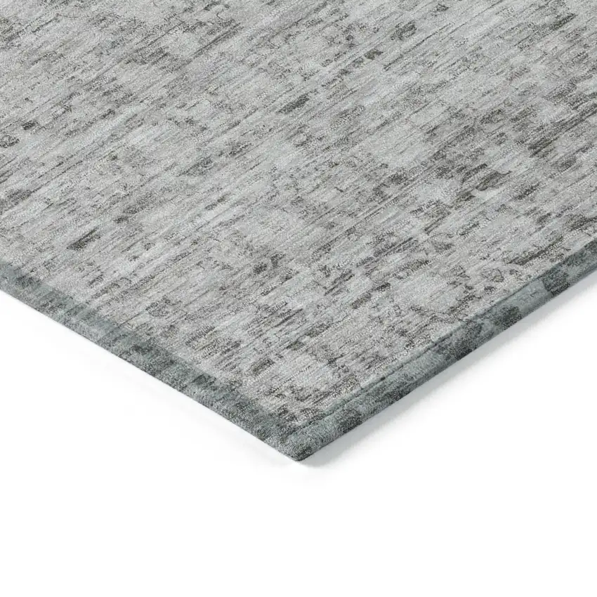 Gray And Silver Striped Washable Indoor Outdoor Area Rug Photo 8