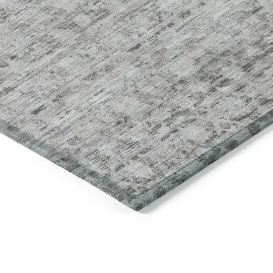 Gray And Silver Striped Washable Indoor Outdoor Area Rug Photo 8
