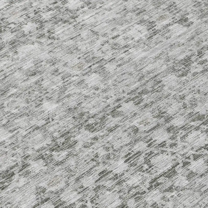 Gray And Silver Striped Washable Indoor Outdoor Area Rug Photo 9