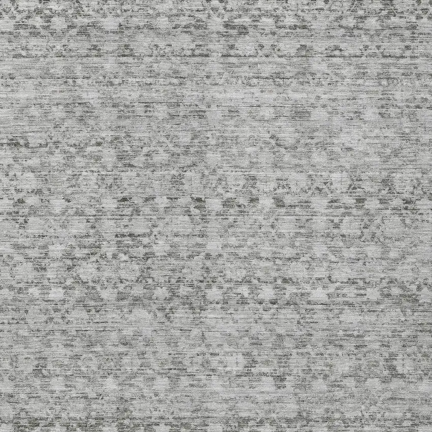 Gray And Silver Striped Washable Indoor Outdoor Area Rug Photo 9