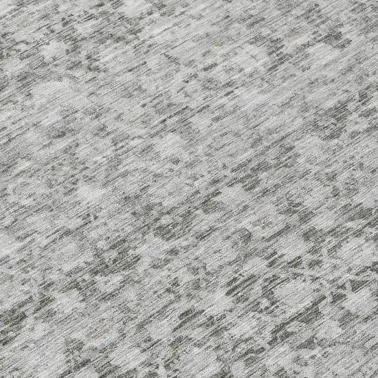 Gray And Silver Striped Washable Indoor Outdoor Area Rug Photo 8