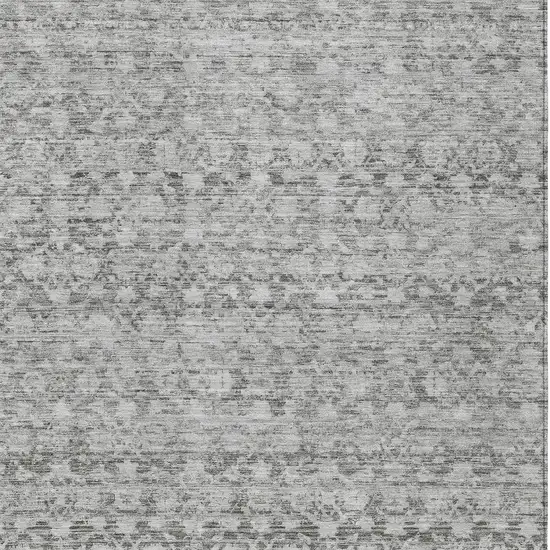 Gray And Silver Striped Washable Indoor Outdoor Area Rug Photo 9