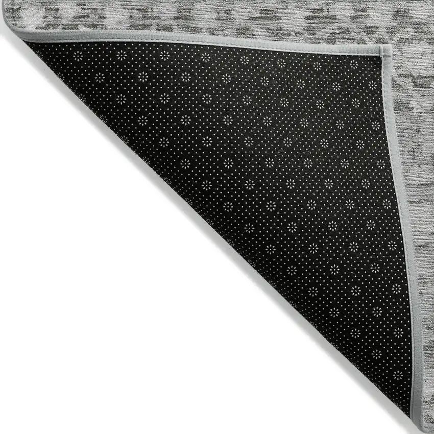 Gray And Silver Striped Washable Indoor Outdoor Area Rug Photo 6