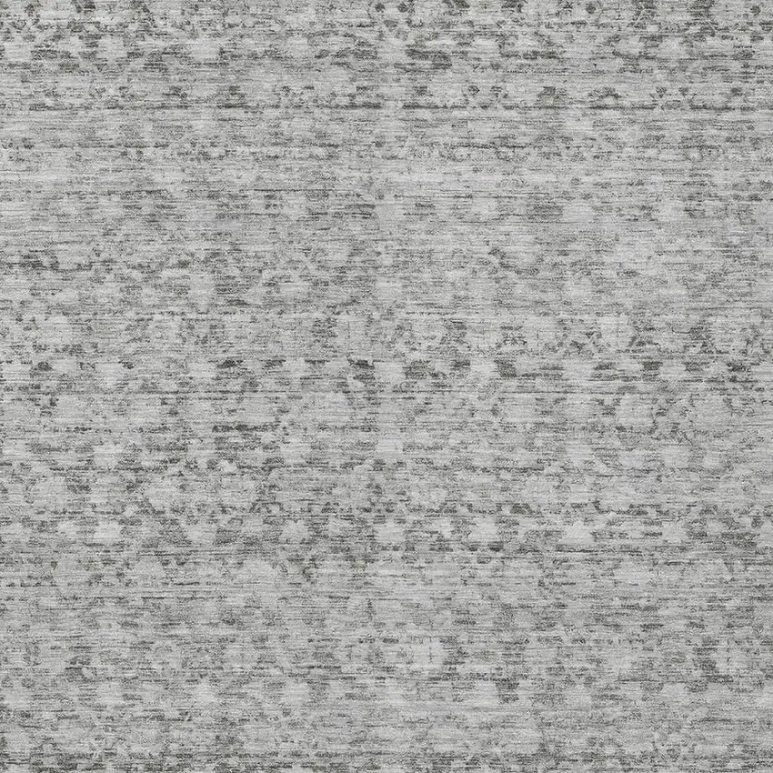 Gray And Silver Striped Washable Indoor Outdoor Area Rug Photo 4