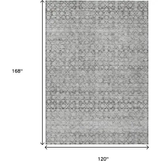 Gray And Silver Striped Washable Indoor Outdoor Area Rug Photo 9