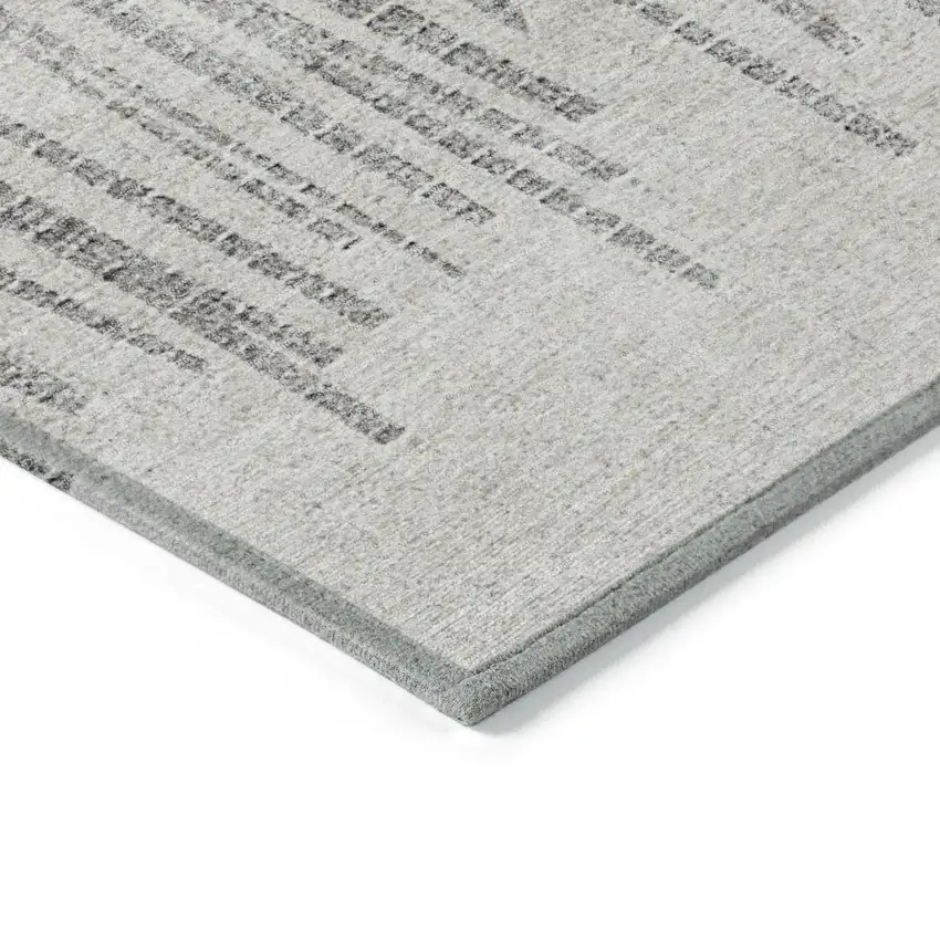 Gray And Silver Striped Washable Indoor Outdoor Area Rug Photo 3