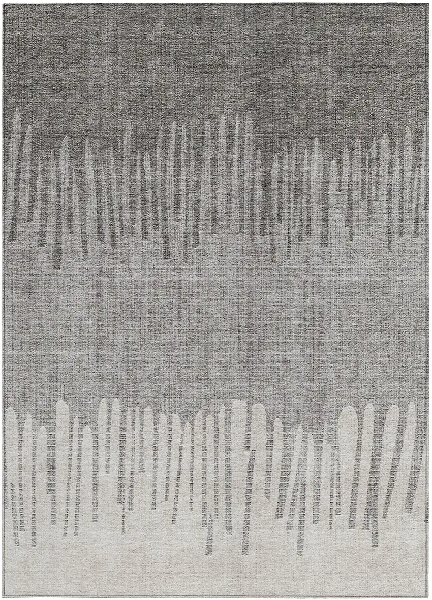 Gray And Silver Striped Washable Indoor Outdoor Area Rug Photo 3