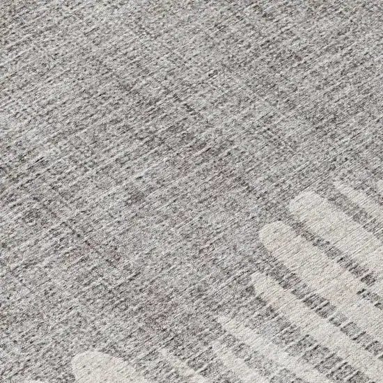 Gray And Silver Striped Washable Indoor Outdoor Area Rug Photo 9