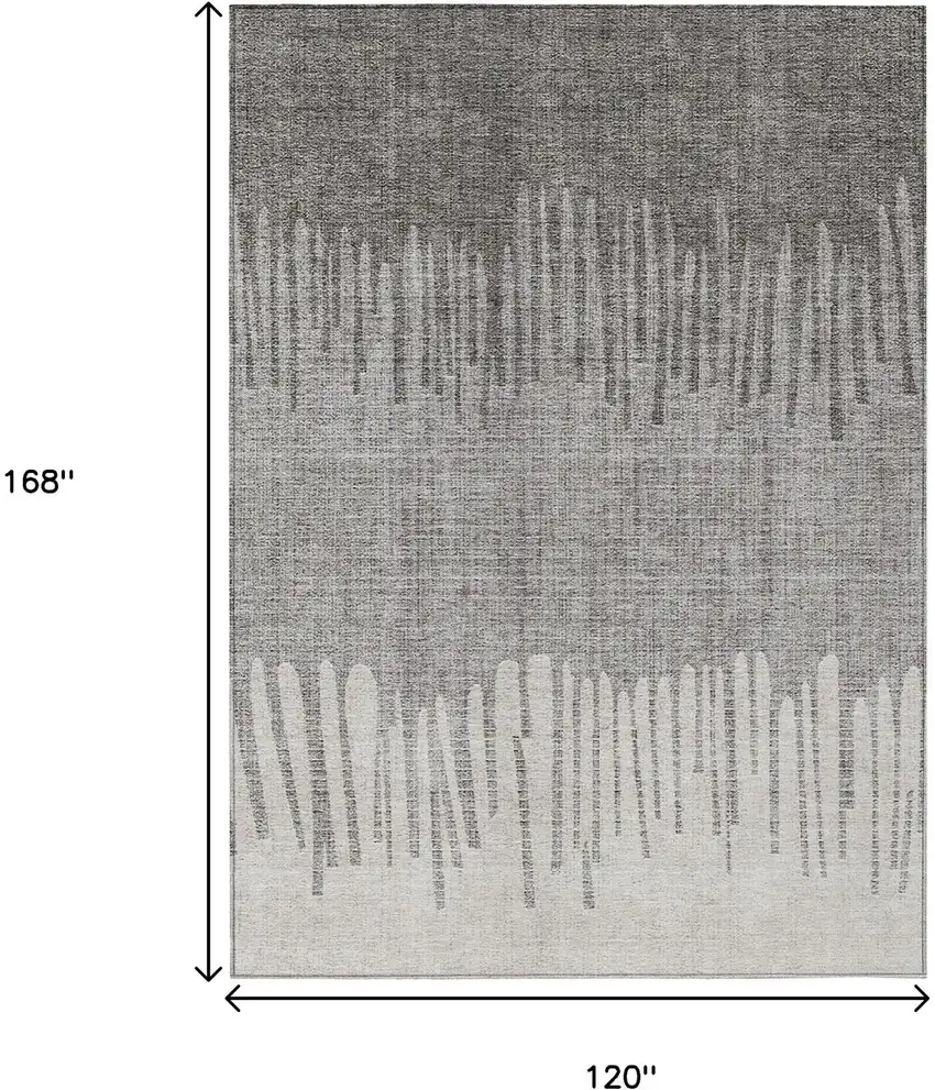 Gray And Silver Striped Washable Indoor Outdoor Area Rug Photo 7