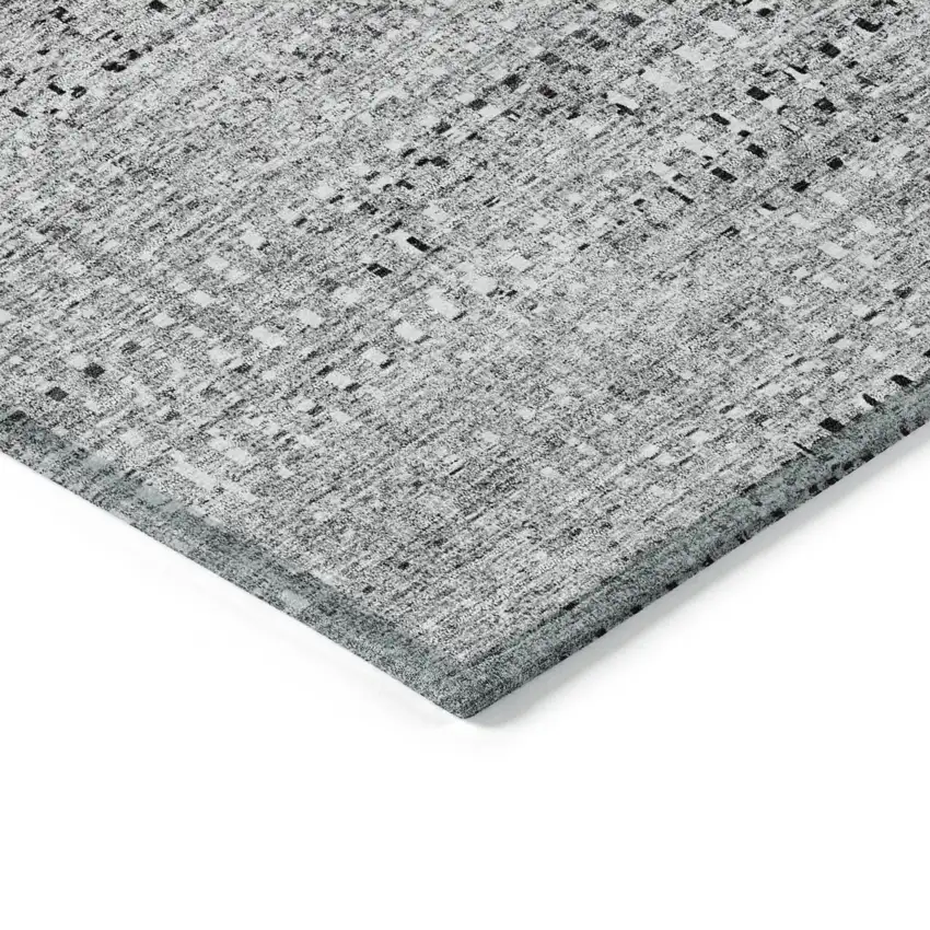 Gray And Silver Striped Washable Indoor Outdoor Area Rug Photo 8