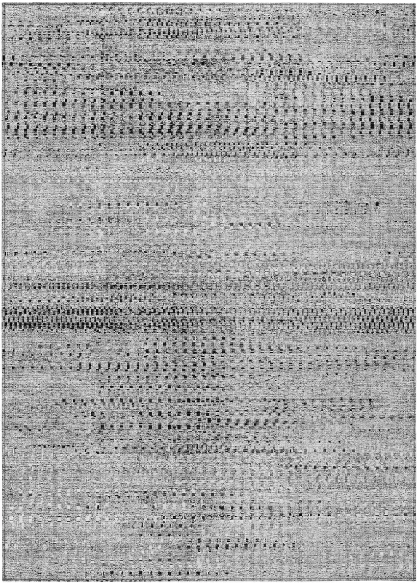 Gray And Silver Striped Washable Indoor Outdoor Area Rug Photo 1
