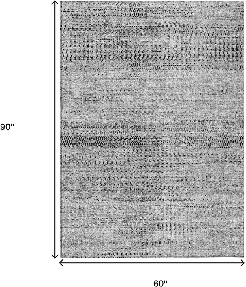 Gray And Silver Striped Washable Indoor Outdoor Area Rug Photo 7