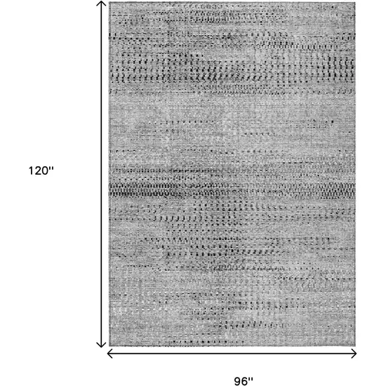 Gray And Silver Striped Washable Indoor Outdoor Area Rug Photo 7