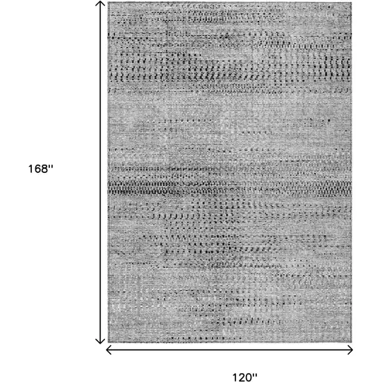 Gray And Silver Striped Washable Indoor Outdoor Area Rug Photo 7