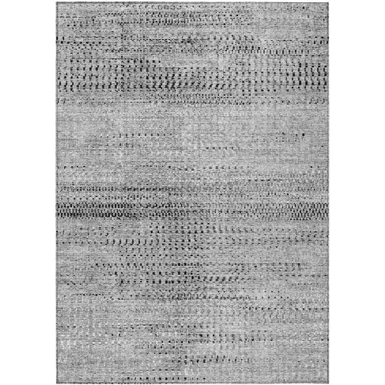 Gray And Silver Striped Washable Indoor Outdoor Area Rug Photo 1