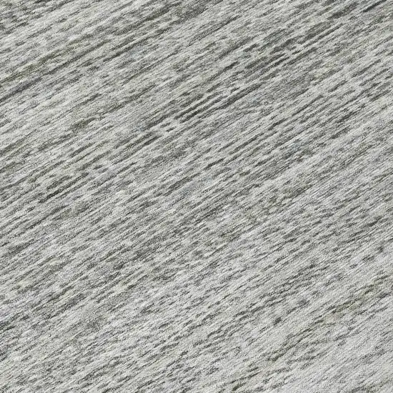 Gray And Silver Striped Washable Indoor Outdoor Area Rug Photo 9