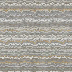 Photo of Gray And Silver Striped Washable Indoor Outdoor Area Rug