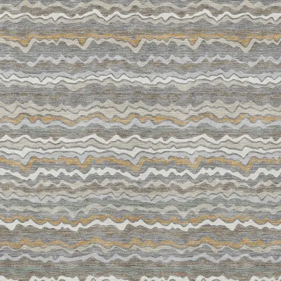 Gray And Silver Striped Washable Indoor Outdoor Area Rug Photo 2