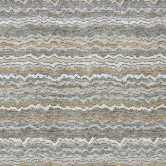 Gray And Silver Striped Washable Indoor Outdoor Area Rug Photo 2
