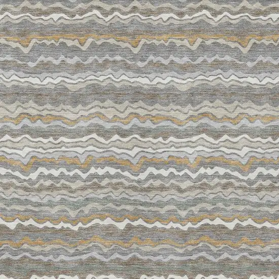 Gray And Silver Striped Washable Indoor Outdoor Area Rug Photo 2
