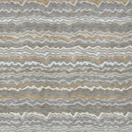 Gray And Silver Striped Washable Indoor Outdoor Area Rug Photo 2
