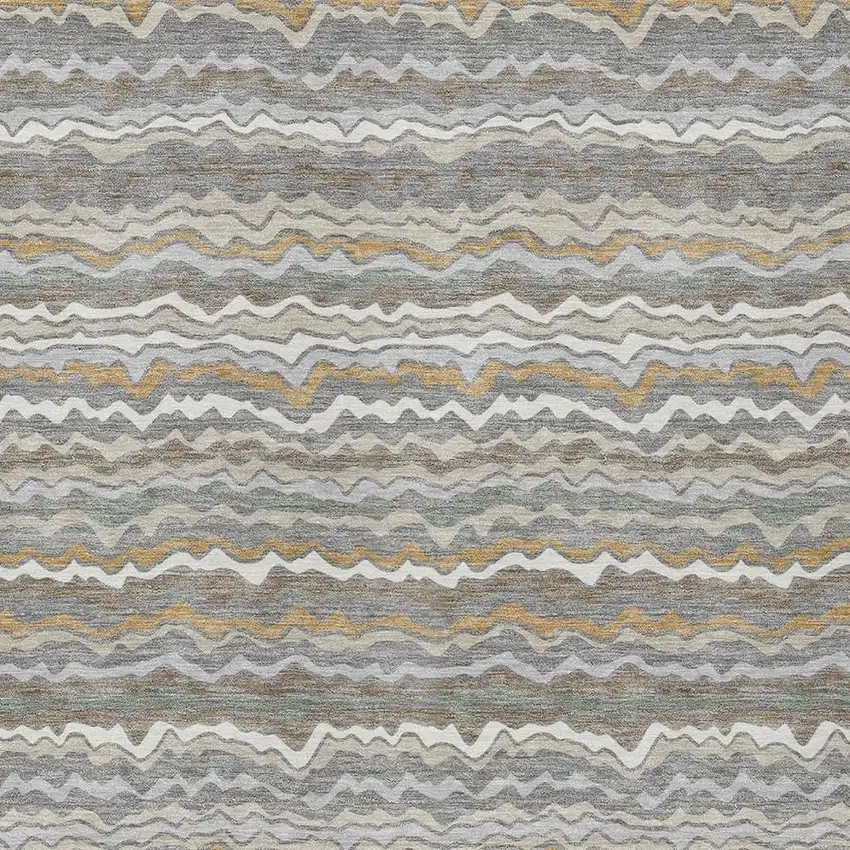 Gray And Silver Striped Washable Indoor Outdoor Area Rug Photo 2