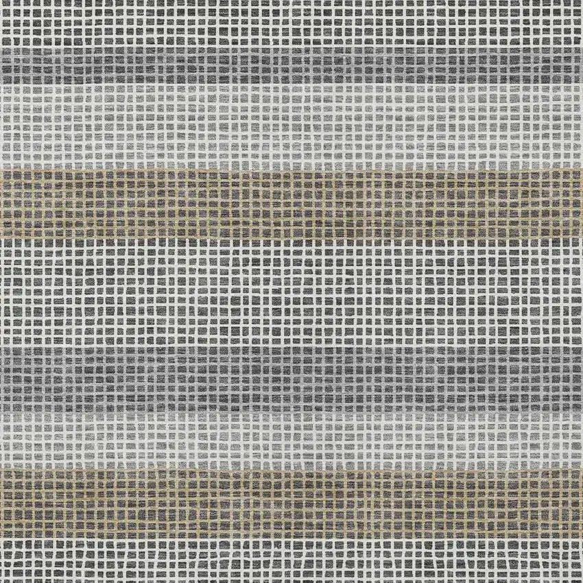 Gray And Silver Striped Washable Indoor Outdoor Area Rug Photo 3