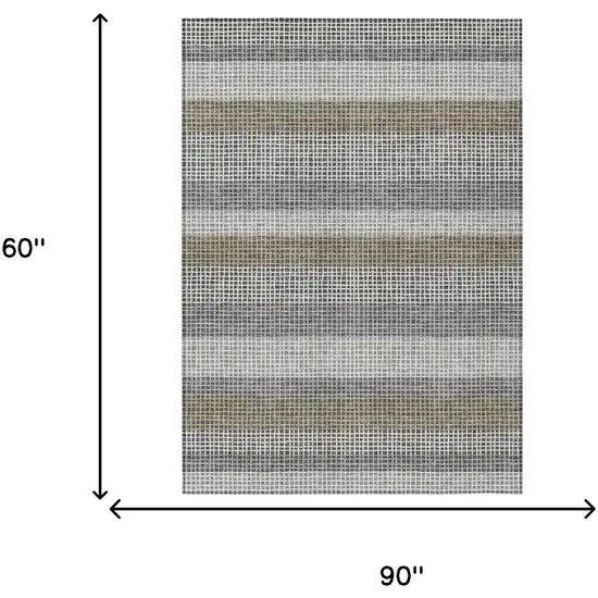 Gray And Silver Striped Washable Indoor Outdoor Area Rug Photo 7