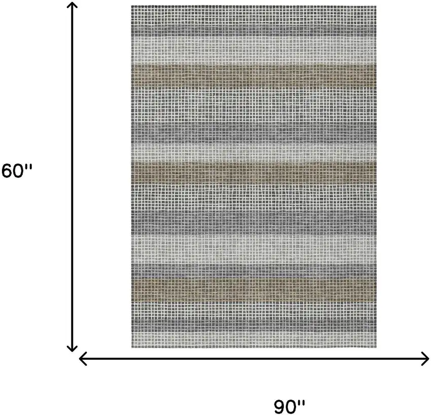 Gray And Silver Striped Washable Indoor Outdoor Area Rug Photo 7