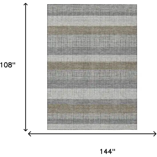 Gray And Silver Striped Washable Indoor Outdoor Area Rug Photo 7